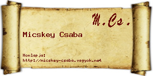 Micskey Csaba névjegykártya